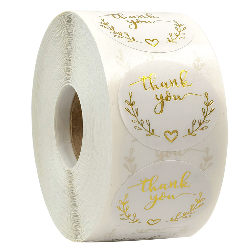 Stationery Supply Business - 100-500 Uds pegatinas doradas de agradecimiento