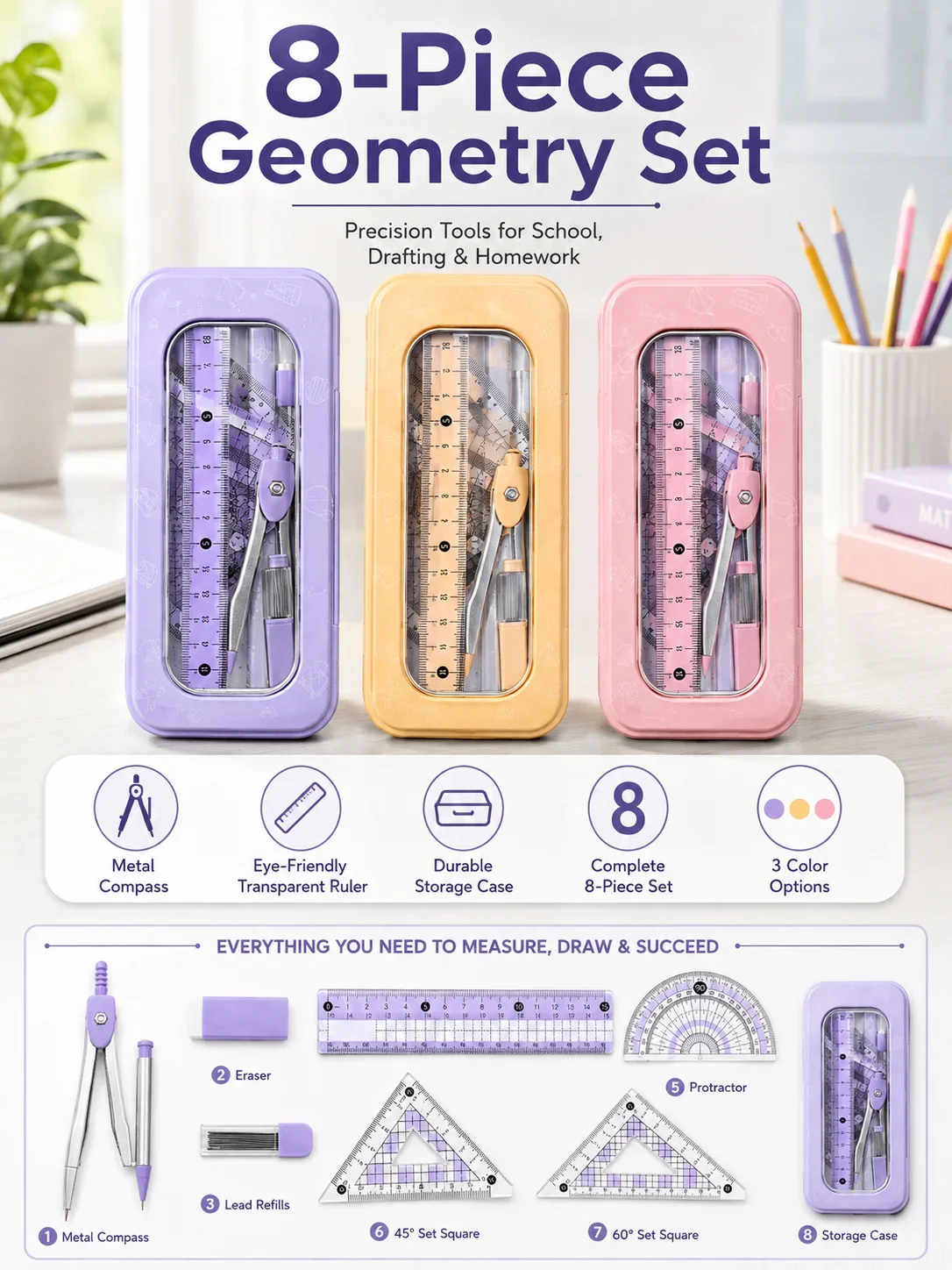 Juego de Geometría Matemática  - Compass Geometry Set reseña y precio